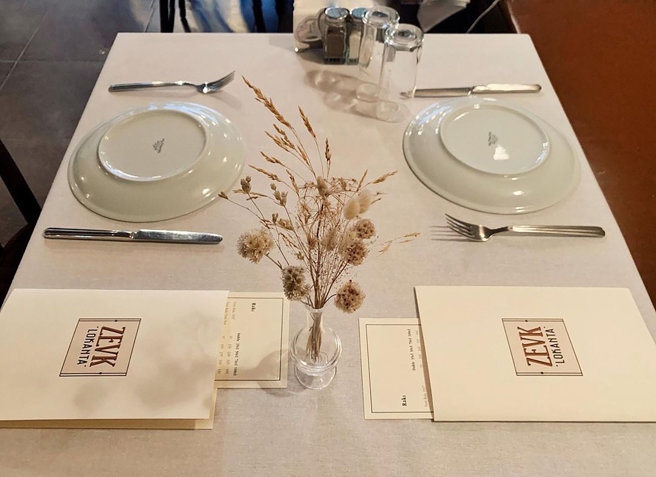 The tables prepped for customers at Zevk Lokanta, in Kadıköy's Moda, Istanbul, Turkey. (Photo from Instagram / @zevklokanta)