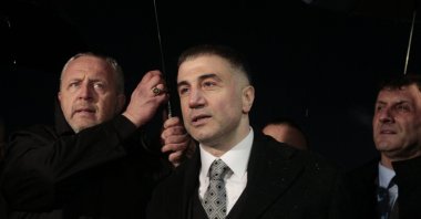 Turkish mobster Sedat Peker speaks to the press after his release from prison in Silivri, Istanbul, March 3, 2014. (Sabah Photo/Metin Arabacı)