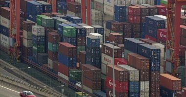 Shipping containers are seen at a port of Kwai Tsing Container Terminals in Hong Kong, Nov. 5, 2021. (AP Photo)