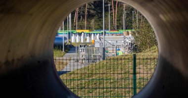 People work at the Nord Stream 2 gas line landfall facility in Lubmin, northeastern Germany, Sept. 7, 2020. (AFP Photo)
