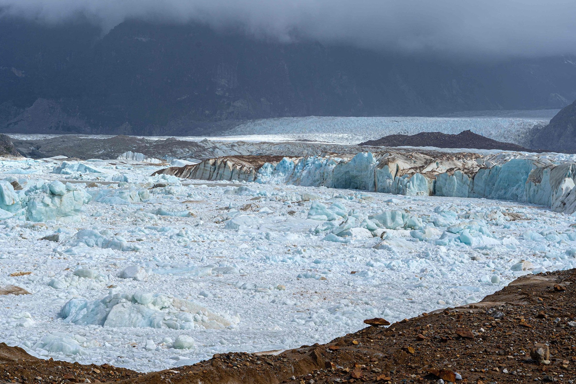 View of a glacier on the edge of Campos de Hielo Norte, in the region of Aysen, southern Chile, Feb. 14, 2022. (AFP Photo)