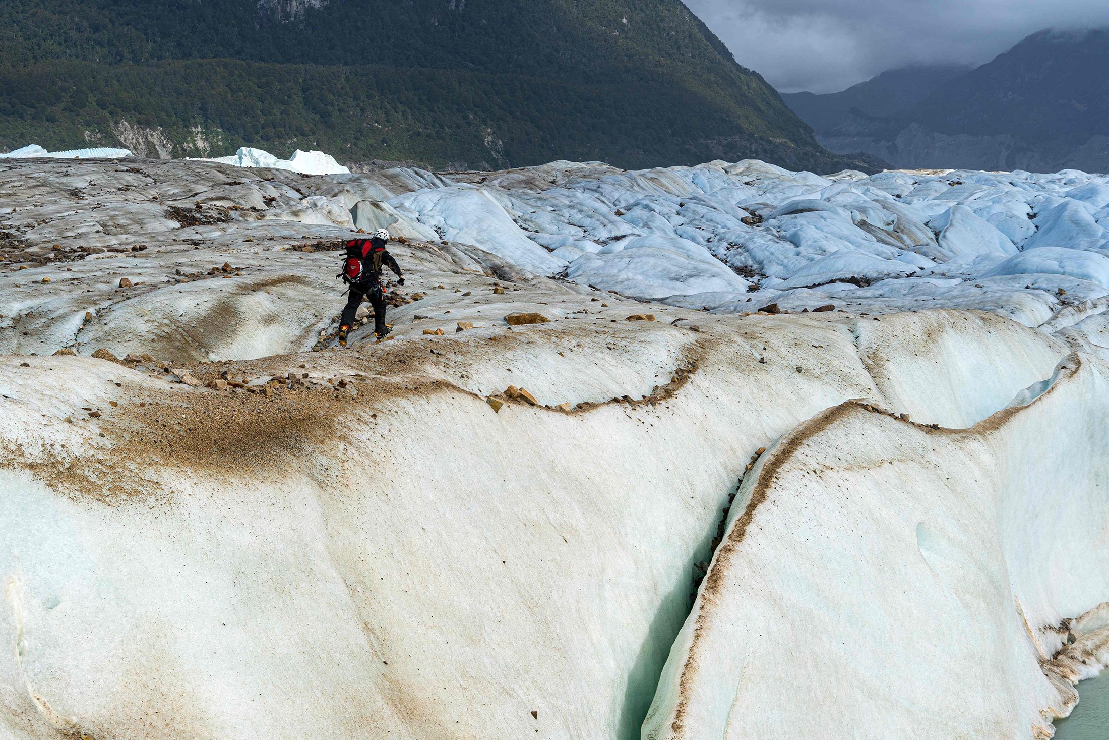 Scientists work on top of Exploradores glacier, in the region of Aysen, southern Chile, Feb. 14, 2022. (AFP Photo)