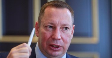 Kyrylo Shevchenko, Ukraine's Central Bank governor, speaks during an interview with Reuters in Kyiv, Ukraine, Feb. 1, 2021. (Reuters Photo)