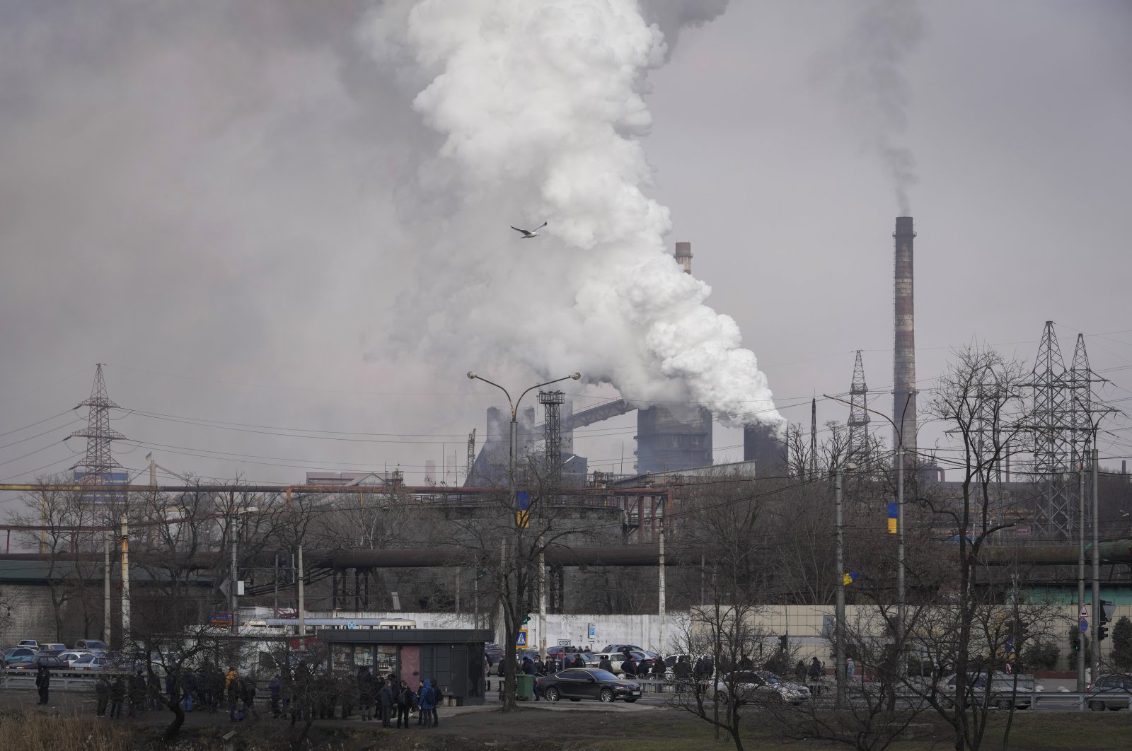 The Azovstal metallurgical plant is seen on the outskirts of the eastern Ukrainian city of Mariupol, Wednesday, Feb. 23, 2022. (AP Photo)