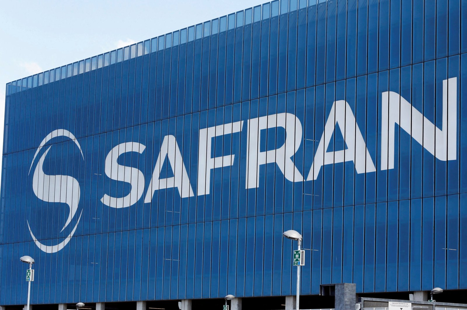 The logo of the Safran Aircraft Engines plant is seen on the company&#039;s headquarters building in Blagnac, near Toulouse, France, March 21, 2018. (Reuters Photo)