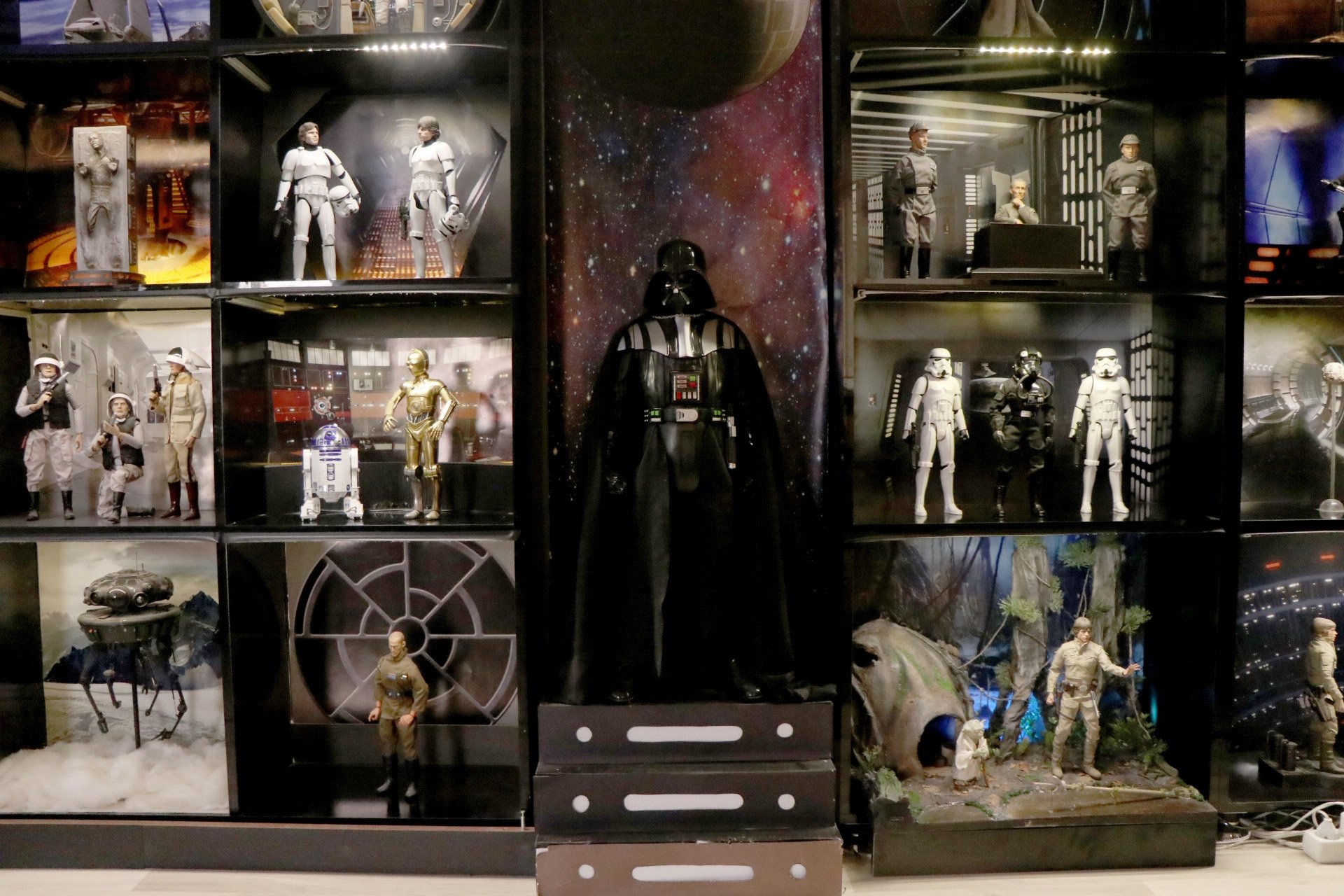 The pieces of the collection exhibited by Cihat Uygun in the 'Star Wars' museum in the living room of his house, Edirne, Turkey, Feb. 24, 2022. (DHA PHOTO)
