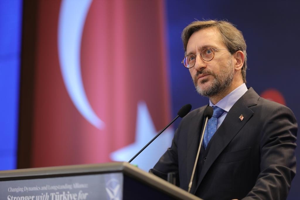 Turkey&#039;s Presidential Communications Director Fahrettin Altun remarks at the opening of “Changing Dynamics and Longstanding Alliance: Stronger with Turkiye for 70 Years,” panel in Ankara, Turkey, Feb. 17, 2022. (DHA Photo)