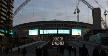 This undated photo shows the Wembley Stadium in Brent, Europe's second-largest stadium with 90,000 seats, Wembley, England. (dpa Photo)