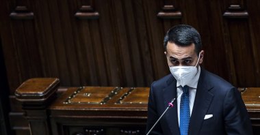 Italian Foreign Minister Luigi Di Maio reports to the Lower House of Parliament in Montecitori Palace on the Russia-Ukraine crisis, in Rome, Italy, Feb. 23, 2022. (EPA Photo)