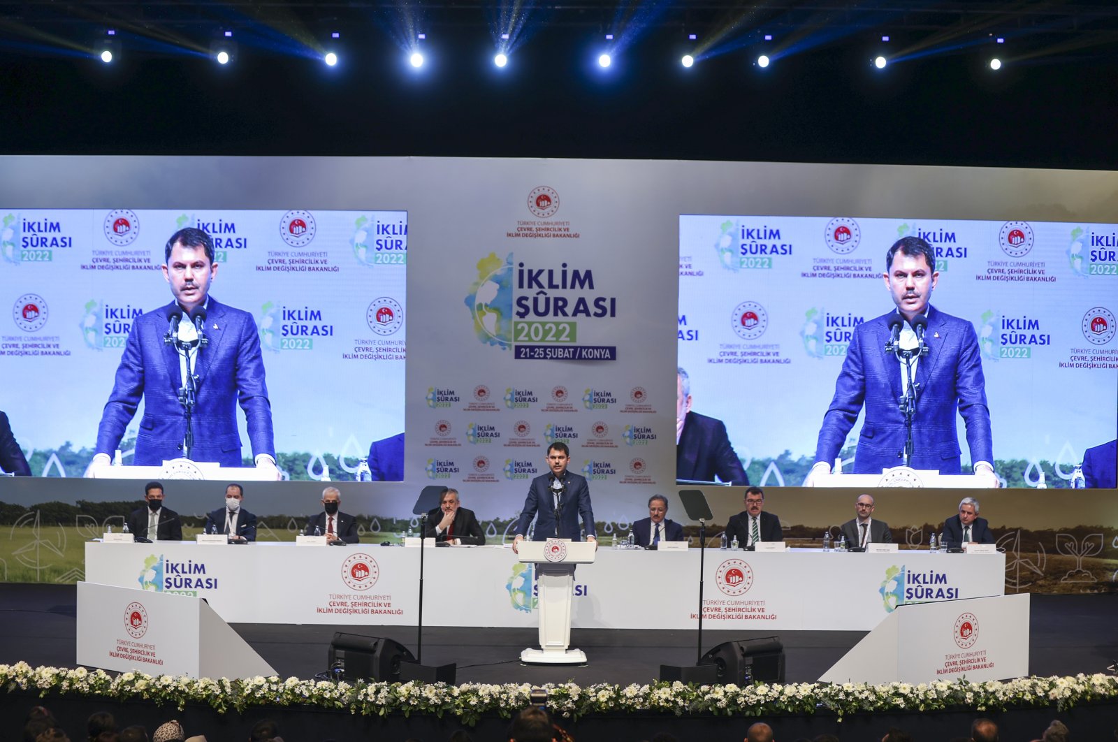 Environment Minister Murat Kurum speaking during the Climate Council meeting in Konya, Turkey, Feb 25. 2022. (AA Photo)