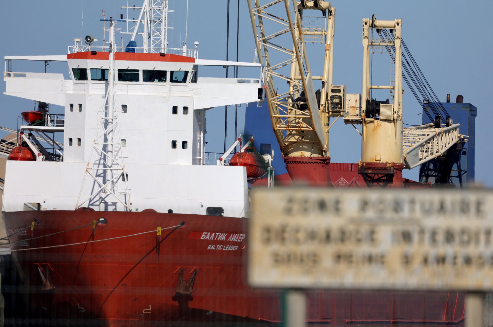 Russian cargo ship, in the port of Boulogne-sur-Meri, France, Feb. 26, 2022. (Reuters Photo)