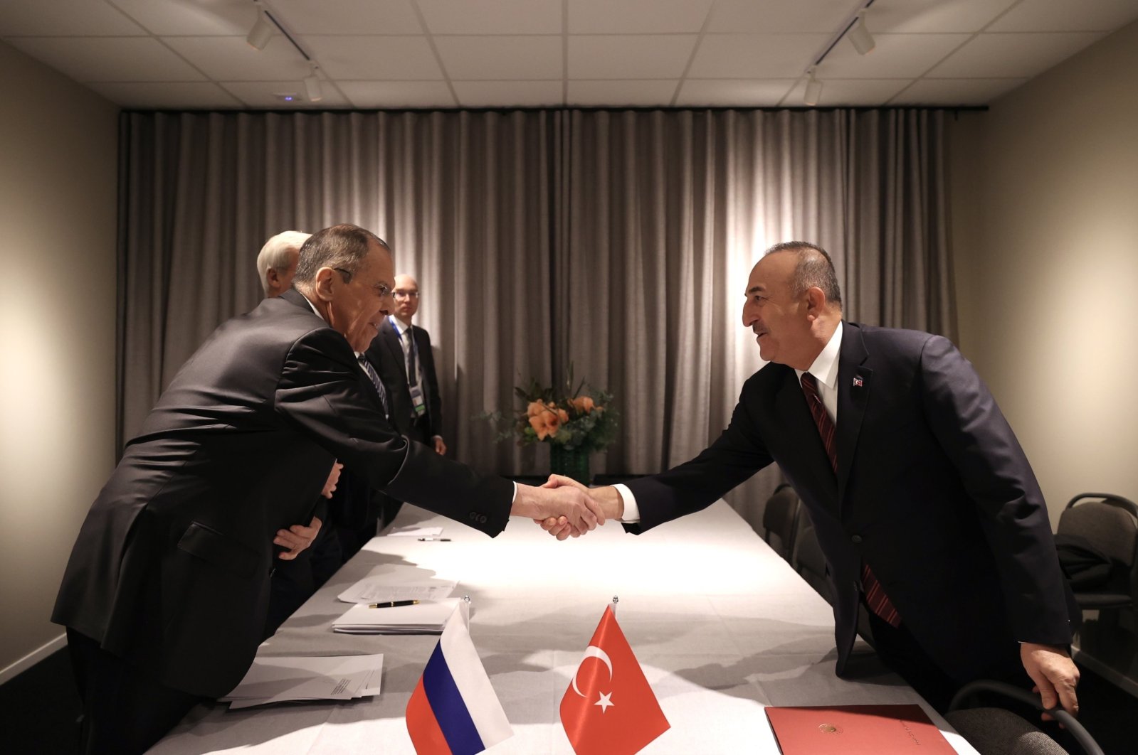 Foreign Minister Mevlüt Çavuşoğlu meets his Russian counterpart Sergey Lavrov in Stockholm, Sweden, Dec. 2, 2021 (AA Photo)