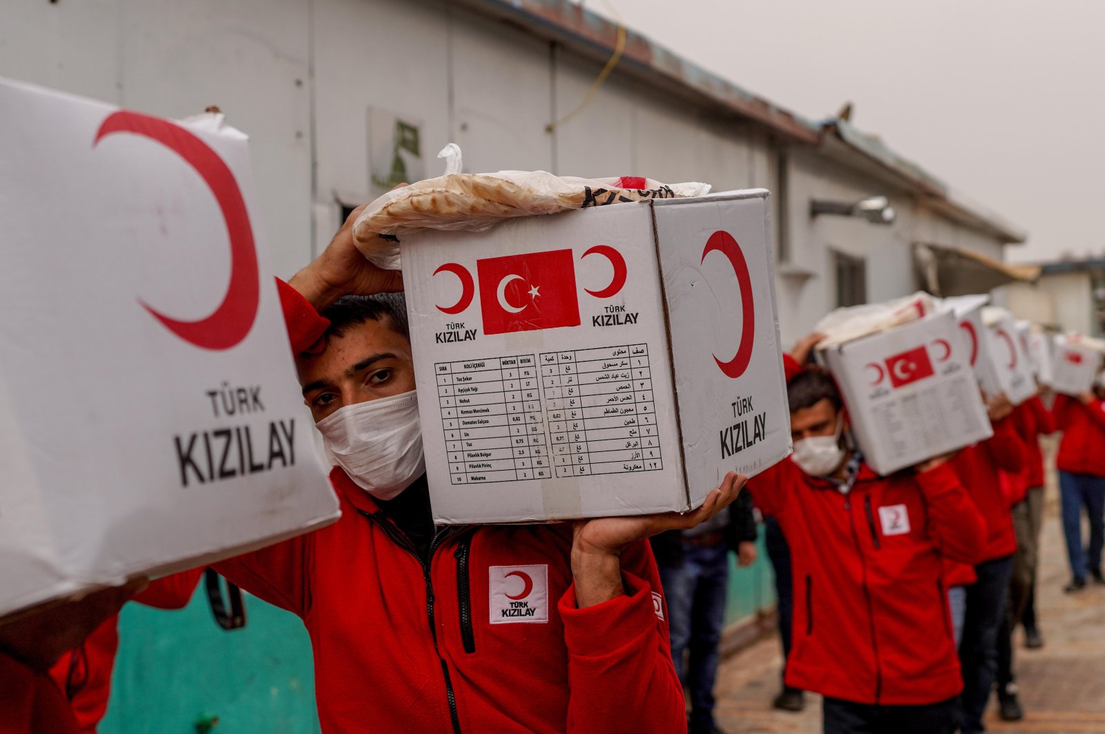 Turkish Red Crescent staff deliver humanitarian aid to internally displaced people in Idlib, Syria, Nov. 29, 2021. (PHOTO BY UĞUR YILDIRIM)