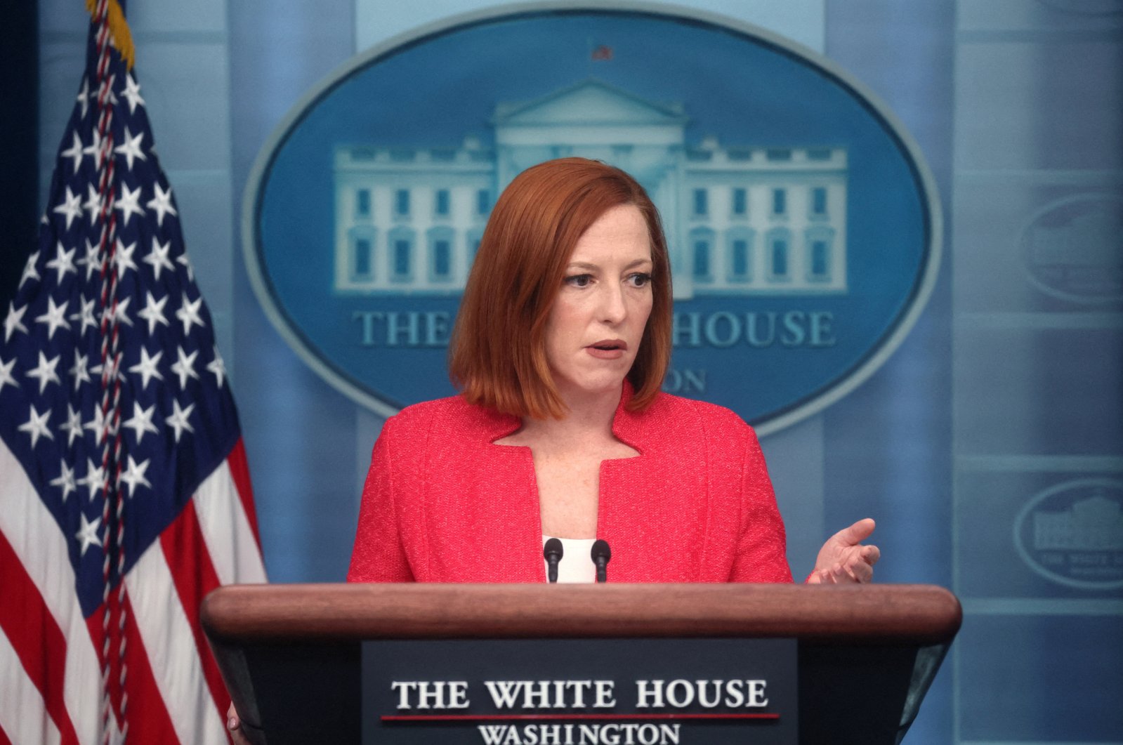 White House press secretary Jen Psaki holds a press briefing on the U.S. response after Russia launched a massive military operation against Ukraine, at the White House in Washington, U.S., Feb. 24, 2022. (Reuters Photo)