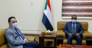 Turkey's Ambassador to Sudan İrfan Neziroğlu meets with Sudan's Sovereign Council member Abdul-Baqi Abdul-Qadir Al-Zubair in Khartoum, Sudan, Feb. 27, 2022. (AA Photo)
