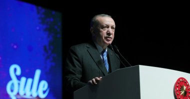 President Recep Tayyip Erdoğan attends conference organized by the Şule Yüksel Şenler Foundation in Istanbul, Feb. 28, 2022. (AA Photo)