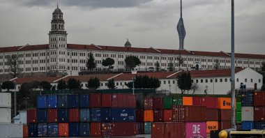 Containers at Haydarpaşa port, Kadıköy, Istanbul, Turkey, Feb. 18, 2022. (AFP Photo)