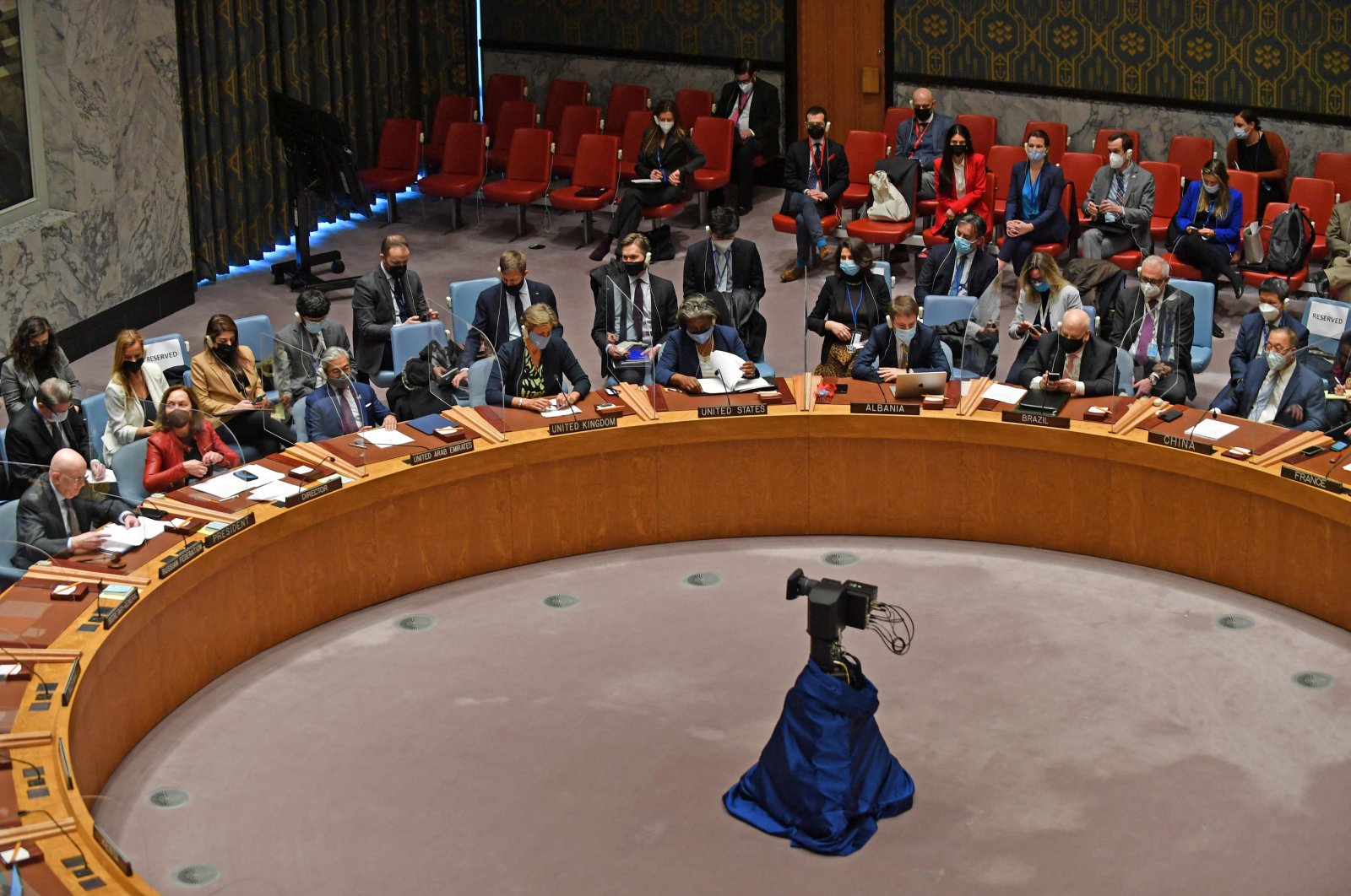 The United Nations Security Council meets at the U.N. Headquarters in New York City, U.S., Feb. 27, 2022. (AFP Photo)