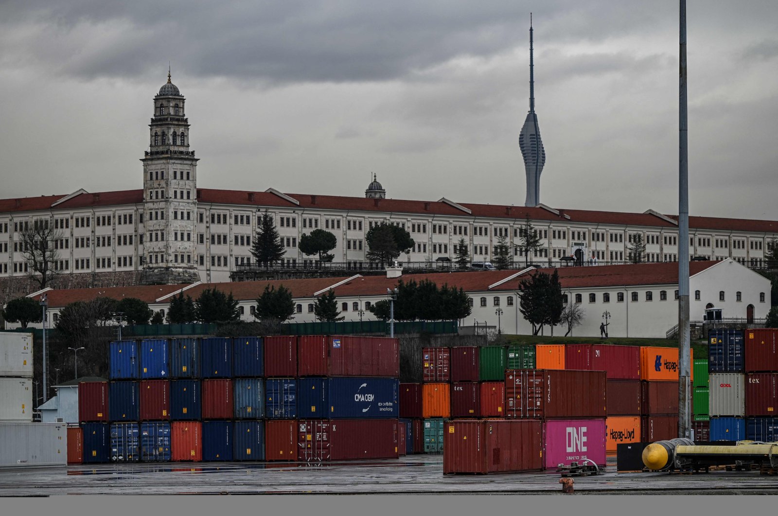 Containers at Haydarpaşa port, Kadıköy, Istanbul, Turkey, Feb. 18, 2022. (AFP Photo)