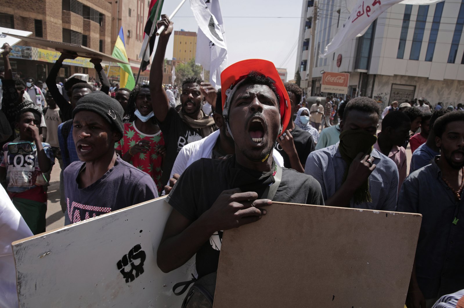 Sudanese protesters rally against the October 2021 military coup, which led to deaths and scores of arrests of demonstrators, in Khartoum, Sudan, Feb. 28, 2022. (AP Photo)