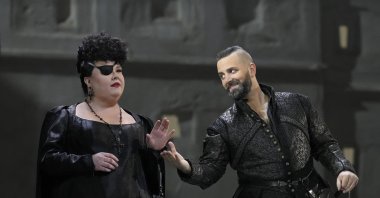 This image released by the Metropolitan Opera shows Jamie Barton as Princess Eboli (L), and Etienne Dupuis as Rodrigue in Verdi&#039;s &quot;Don Carlos.&quot; (AP)