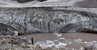 A view of the glacier on Cilo Mountain, in Hakkari, southeastern Turkey, Feb. 28, 2022. (AA PHOTO)
