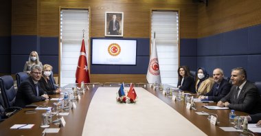 Turkish-Estonian delegations attend a joint meeting in Ankara, Turkey, March 1, 2022. (AA Photo)