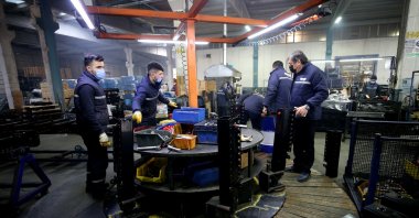 Workers are seen at a factory in the central province of Nevşehir, Turkey, Feb. 16, 2022. (AA Photo)
