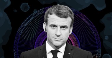 French President Emmanuel Macron. (Illustration edited by Büşra Öztürk)