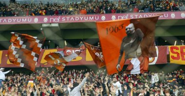 Galatasaray fans during a Süper Lig match against Rizespor, Istanbul, Turkey, Feb. 27, 2022. (AA Photo)