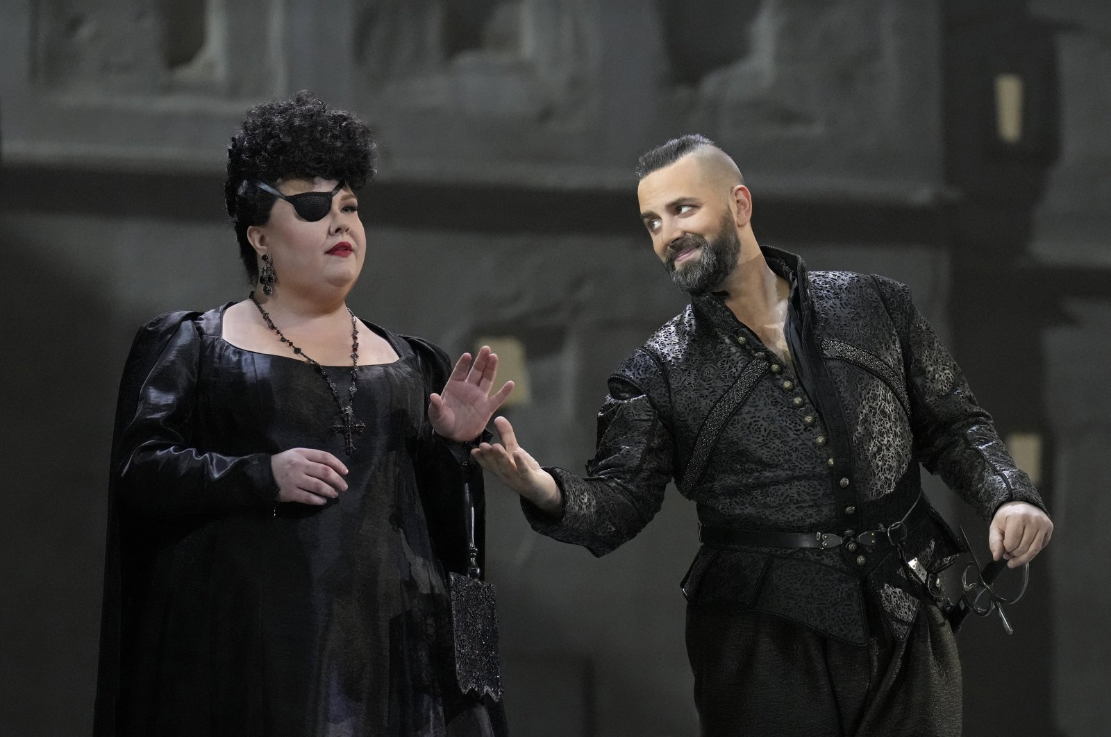 This image released by the Metropolitan Opera shows Jamie Barton as Princess Eboli (L), and Etienne Dupuis as Rodrigue in Verdi&#039;s &quot;Don Carlos.&quot; (AP)