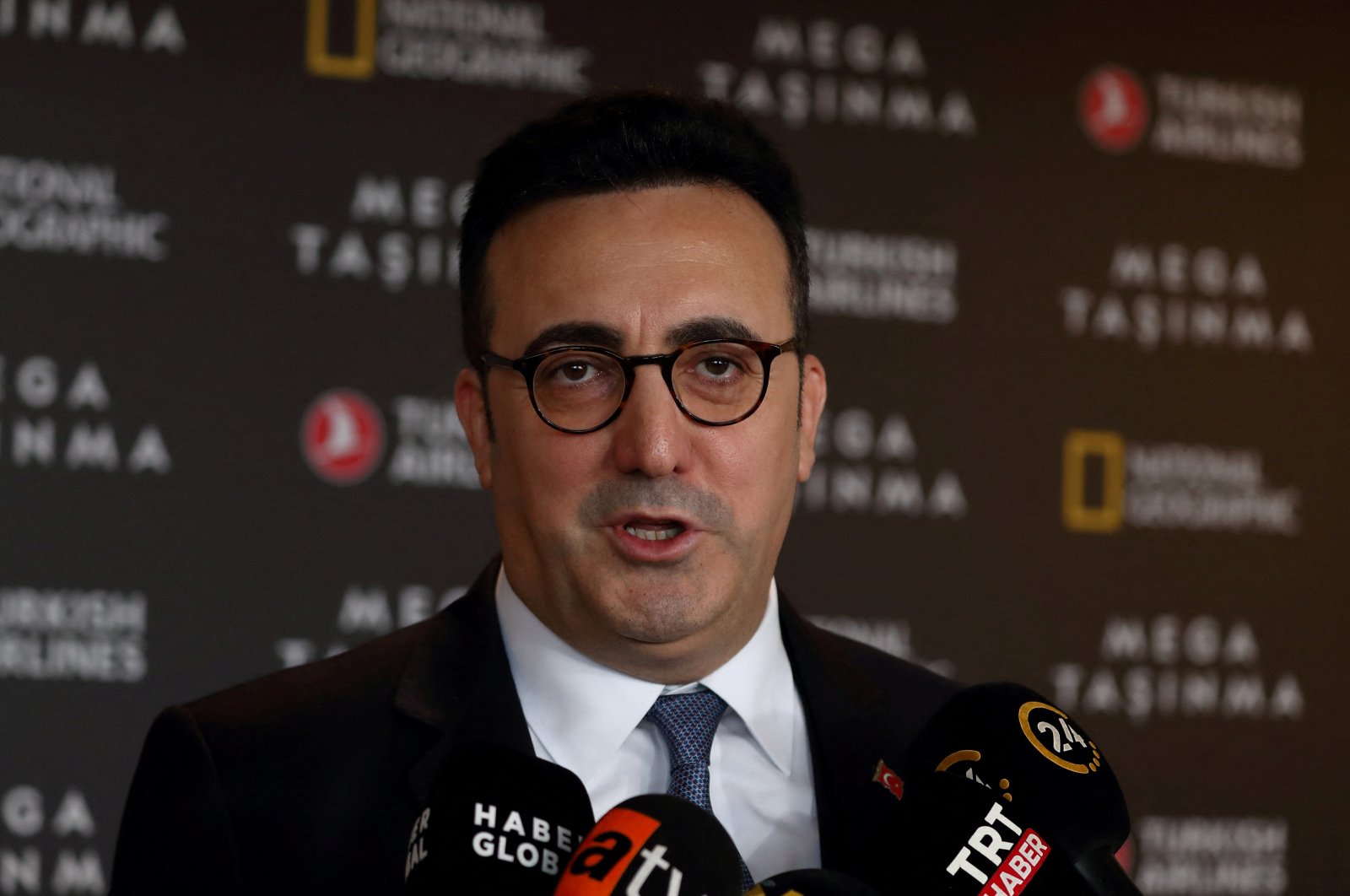 Turkish Airlines (THY) Chairperson Ilker Aycı speaks to the media following an event in Istanbul, Turkey, Jan. 12, 2022. (Reuter Photo)