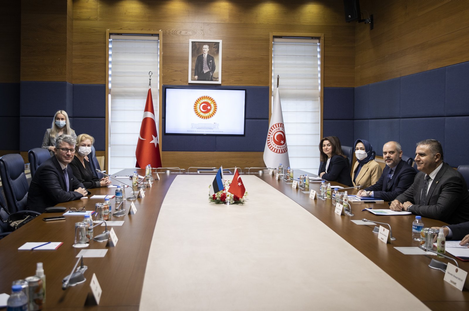 Turkish-Estonian delegations attend a joint meeting in Ankara, Turkey, March 1, 2022. (AA Photo)