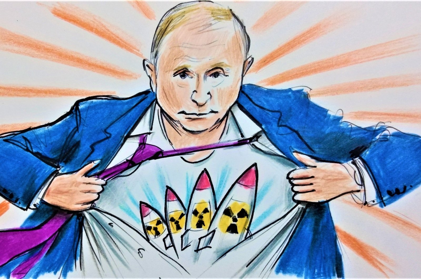 An illustration by Erhan Yalvaç shows Russian President Vladimir Putin.