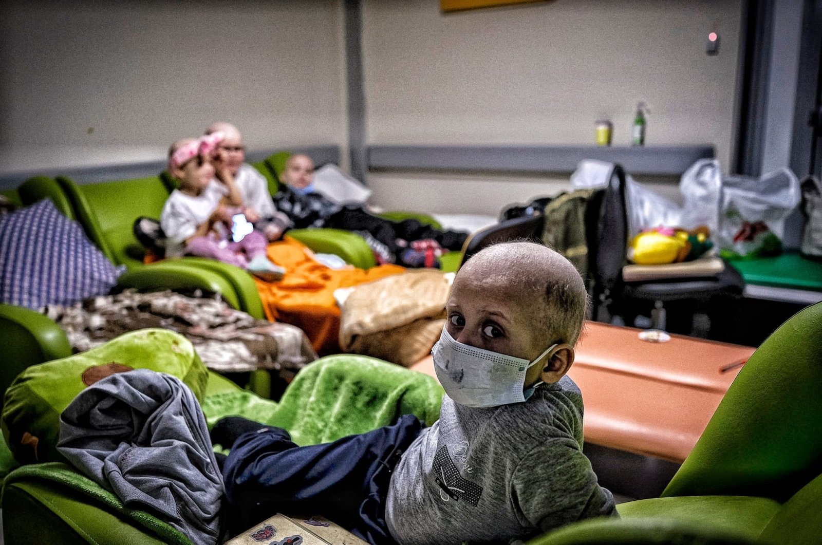 Children suffering from leukemia are seen at the Okhmatdyt hospital in Kyiv, Ukraine, Feb. 28, 2022. (Photos by Uğur Yıldırım)