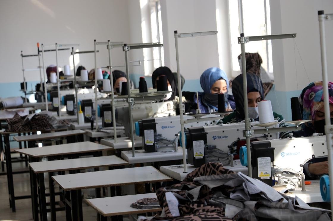 Women work at a textile workshop in Siirt, eastern Turkey, Jan. 27, 2022. (AA PHOTO) 