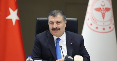 Health Minister Fahrettin Koca is seen during the press conference in Ankara, Turkey, March 2, 2022. (AA Photo)