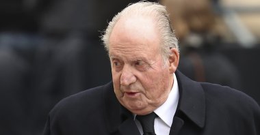 Spain's former King Juan Carlos leaves the Notre Dame cathedral in Luxembourg, May 4, 2019. (AP Photo)