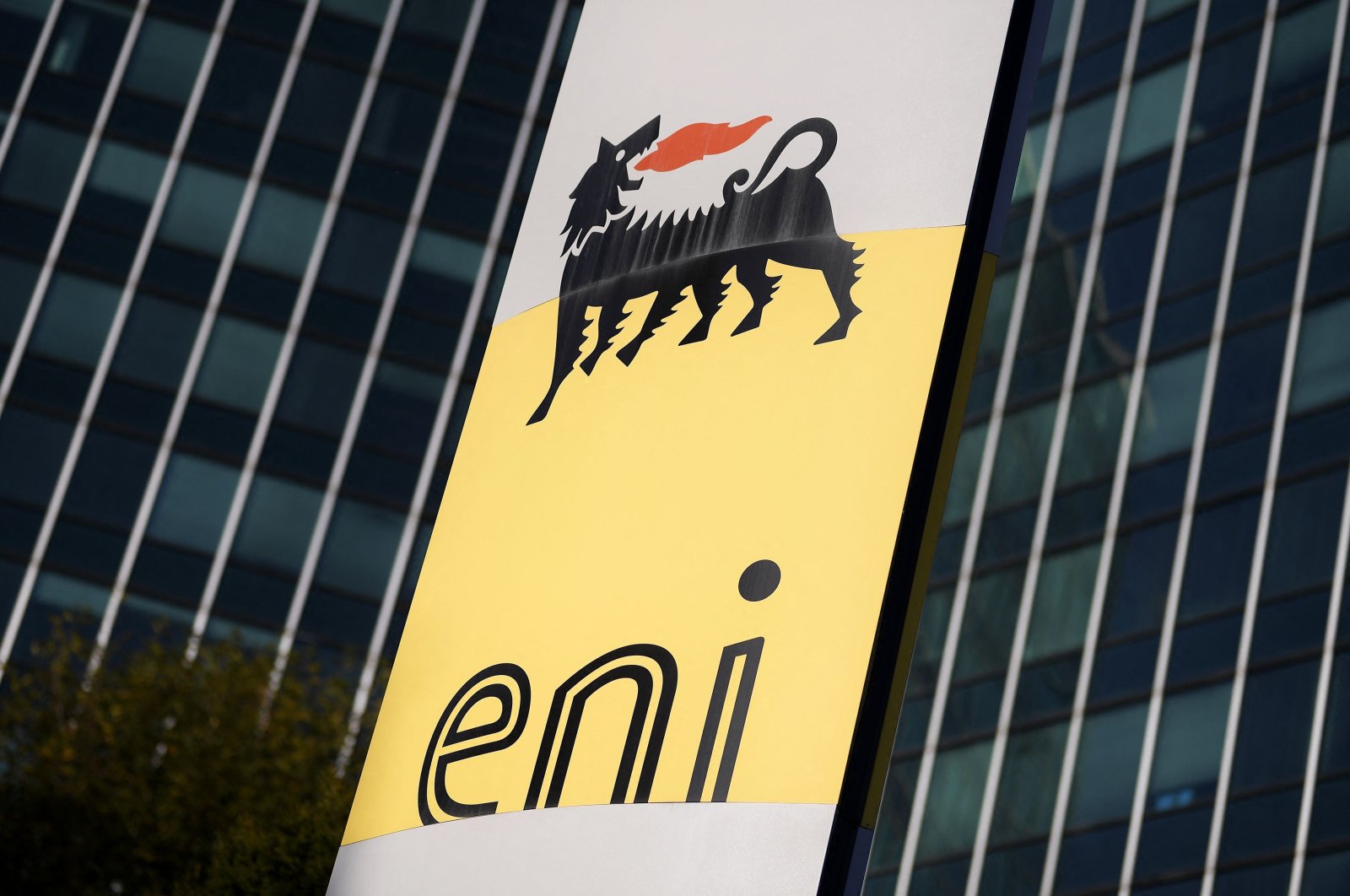 The logo on the headquarters of Italian oil and gas company Eni in San Donato Milanese, near Milan, Italy, Oct. 27, 2017. (AFP Photo)