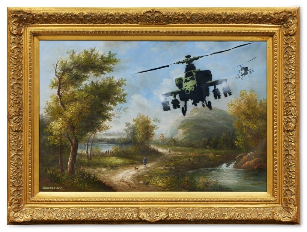 &quot;Vandalised Oil (Choppers)&quot; by Banksy. (Courtesy of Sotheby&#039;s)