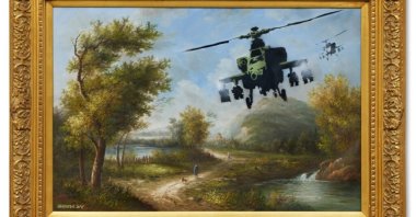 "Vandalised Oil (Choppers)" by Banksy. (Courtesy of Sotheby's)