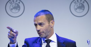 UEFA President Aleksander Ceferin during a meeting of European football leaders, Amsterdam, Netherlands, March 3, 2020. (AP Photo)