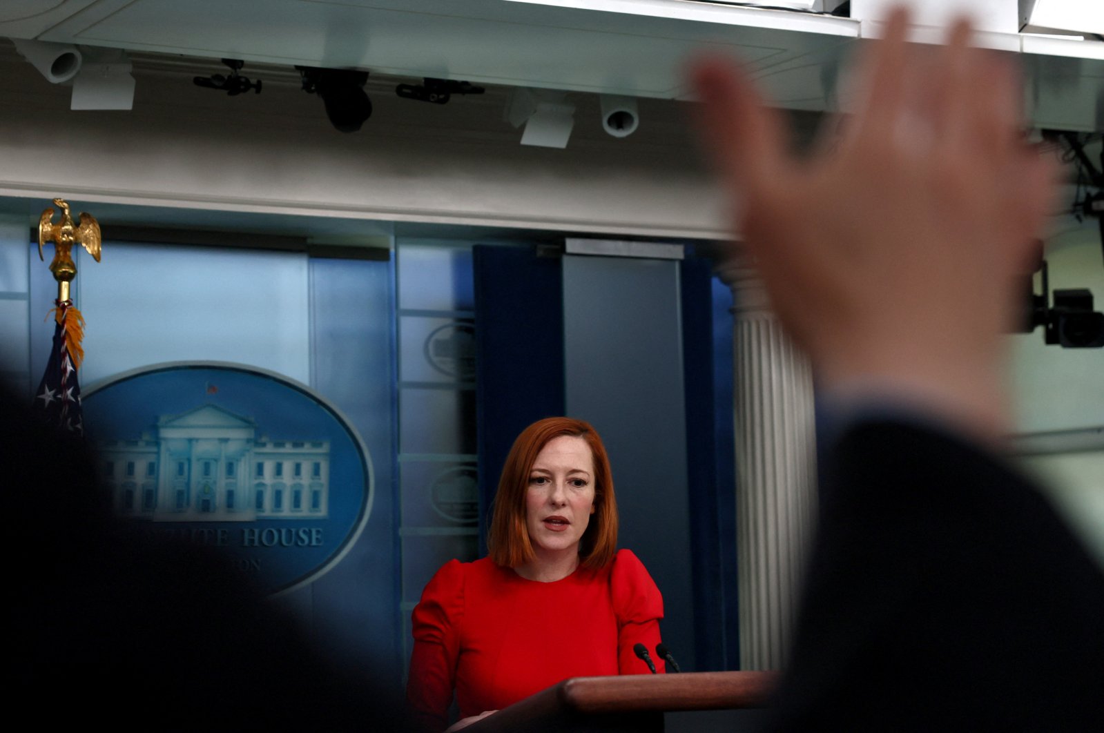 Press Secretary Jen Psaki holds a media briefing at the White House in Washington, U.S., March 3, 2022. (Reuters Photo)