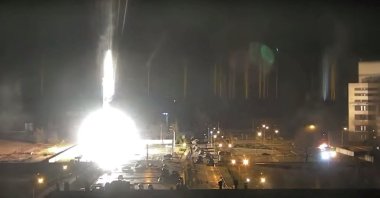 Surveillance camera footage shows Zaporizhzhia nuclear power plant during shelling in Enerhodar, Zaporizhzhia Oblast, Ukraine, March 4, 2022. (AFP Photo)