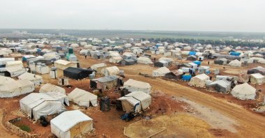 Tents are seen at a camp for internally displaced people, in Azaz, northern Syria, March 1, 2022. (REUTERS)