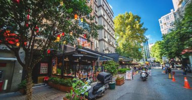 Popular street cafes in Cihangir, Beyoğlu district, Istanbul, Aug. 11, 2019.