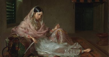 "Muslim Lady Reclining" by Francesco Renaldi depicts a woman in fine Bengali muslin. (Wikimedia) 
