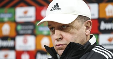 Sheriff's coach Yuriy Vernydub during a press conference, Braga, Portugal, Feb. 23, 2022. (EPA Photo)