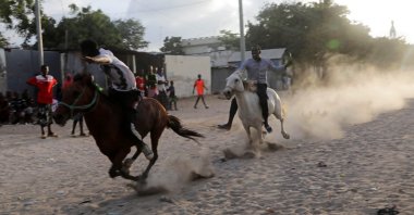 Somali horse-riding students participate in racing, Mogadishu, Somalia, Feb. 25, 2022. (Reuters Photo)