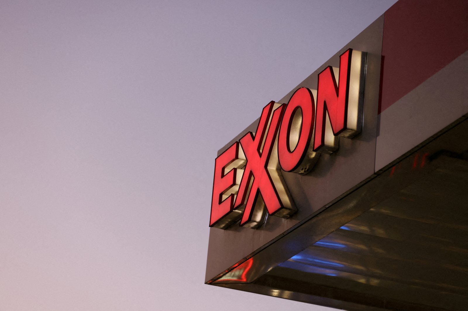 Signage is seen at an Exxon gas station in Brooklyn, New York City, U.S., Nov. 23, 2021. (REUTERS File Photo)